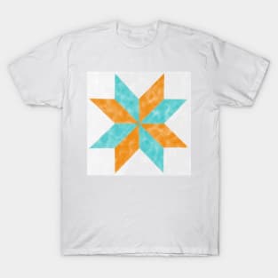 Annie Orange and Teal Quilt Star Watercolor T-Shirt